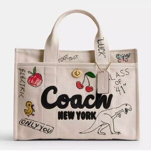 Coach Cream Tote with Playful Embroidery